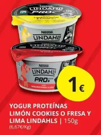 Supermercados MAS Yogur proteinas limóon cookies o fresa y lima lindahls oferta