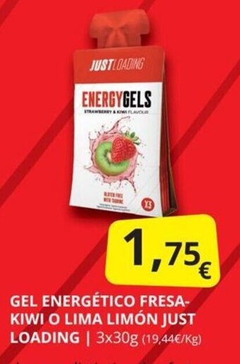 Supermercados MAS Gel energético fresa-kiwi o lima limón just loading oferta