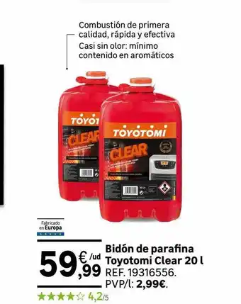 Leroy Merlin Bidón de parafina toyotomi clear 20 l oferta