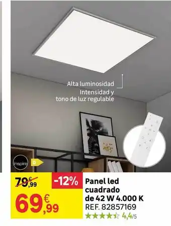 Leroy Merlin Panel led cuadrado de 42 w 4.000 k oferta