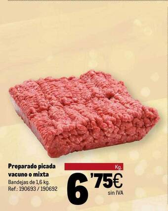 Makro Preparado picada vacuno o mixta oferta