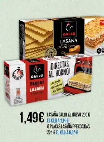 Claudio Lasaña gallo al huevo o palcas lasañas precocidas oferta