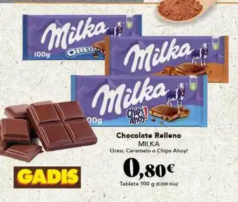 Gadis Chocolate relleno milka oreo, caramelo o chips ahoy! oferta