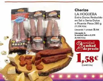 Gadis Chorizo la hoguera extra duroc reducido en sal o sarta dulce o picante pieza oferta