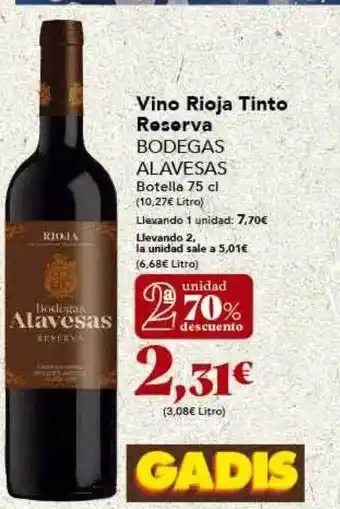 Gadis Vino rioja tinto reserva bodegas alavesas botella oferta