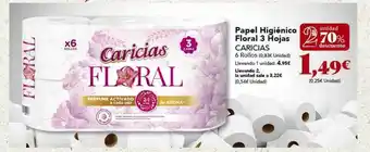 Gadis 2a unidad 70% descuento papel higiénico floral 3 hojas caricias 6 rollos oferta