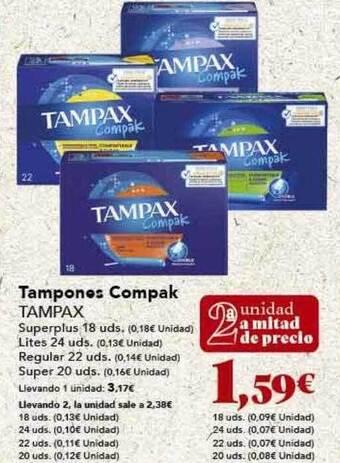 Gadis Tampones compak tampax oferta