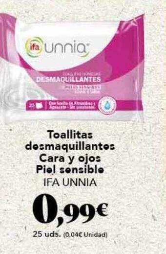 Gadis Toallitas desmaquillantes cara y ojos piel sensible ifa unnia oferta