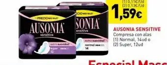 Hiperber Ausonia sensitive compresa con alas normal o super oferta