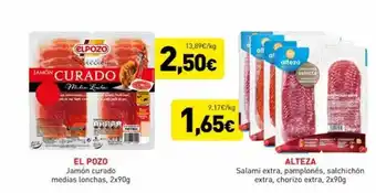 Hiperber El pozo jamón curado medias lonchas alteza salami extra, pamplonés, salchichón extra, chorizo extra oferta