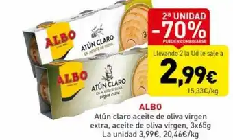 Hiperber 2a unidad -70% albo atún claro aceite de oliva virgen extra, aceite de oliva virgen oferta