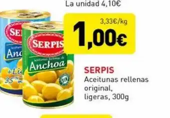 Hiperber Serpis aceitunas rellenas original, ligeras oferta