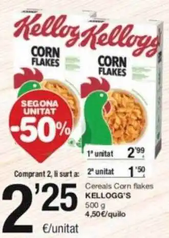 SPAR Fragadis Segona unitat -50% cereals corn flakes kellogg's oferta