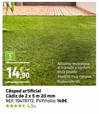 Leroy Merlin Césped artificial cádiz de 2 x 5 m 20 mm oferta