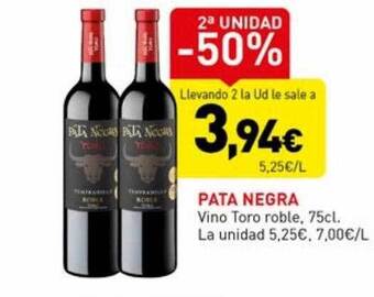 Hiperber 2a unidad -50% pata negra vino toro roble oferta