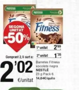 SPAR Fragadis Segona unitat -50% barrtes fitness xocolata negra nestlé oferta