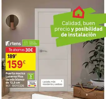 Leroy Merlin Puerta maciza lucerna plus lacada blanco de 72.5 cm artens oferta