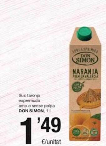 SPAR Fragadis Suc taronja expremuda amb o sense polpa don simon oferta