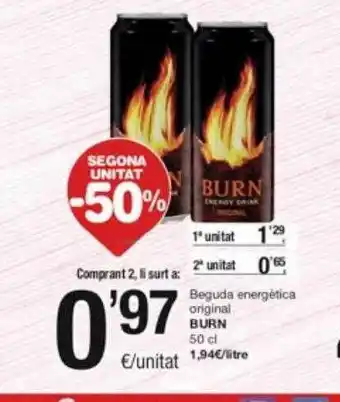 SPAR Fragadis Segona unitat -50% beguda energètica original burn oferta