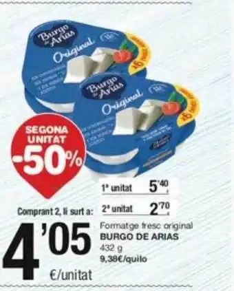 SPAR Fragadis Segona unitat -50% formatge fres original burgo de arias oferta