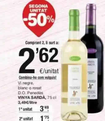 SPAR Fragadis Segona unitat -50% vi negre blanc o rosat d.o. penedès vinya sardà oferta