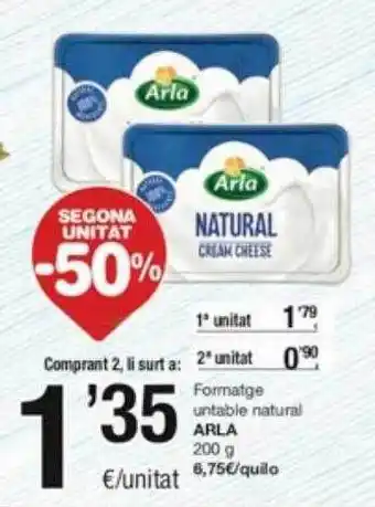 SPAR Fragadis Segona unitat -50% formatge untable natural arla oferta