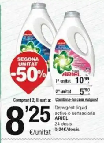 SPAR Fragadis Segona unitat -50% detergente liquid active o sensacions ariel oferta