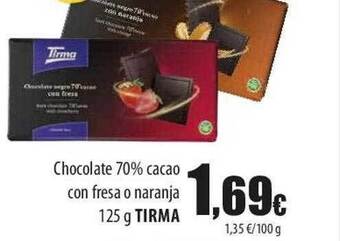 SPAR Lanzarote Chocolate 70% cacao con fresa o naranja tirma oferta