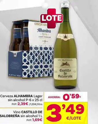 Supermercados Dani Cerveza alhambra lager sin alcohol vino castillo de salobreña sin alcohol oferta