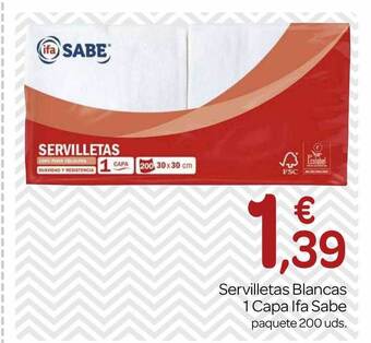 Supermercados El Jamón Servilletas blancas 1 capa ifa sabe oferta
