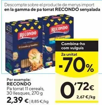 Caprabo Tostadas recondo oferta