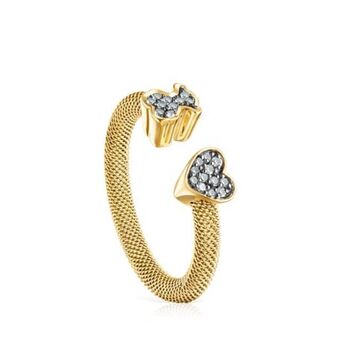 Tous Anillo abierto de plata vermeil y diamantes nocturne oferta