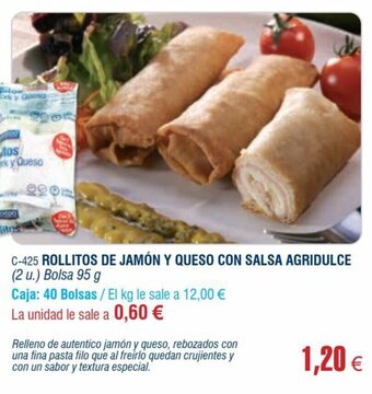 Abordo Rollitos De Jamón y Queso Con Salsa Agridulce oferta