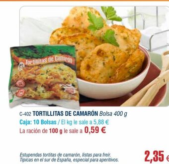Abordo Tortillas De Camarón oferta