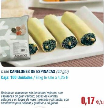 Abordo Canelones De Espinacas oferta