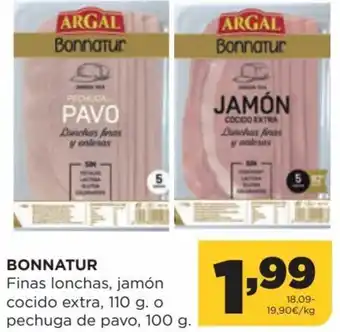Alimerka Bonnatur Finas Lonchas, Jamón Cocido Extra, 110g. o Pechuga de Pavo, 100 g. oferta