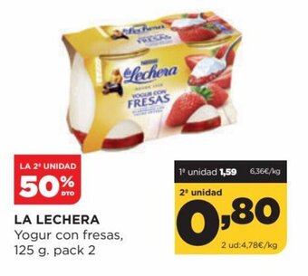 Alimerka La Lechera Yogur Con Fresas 125 g pack 2 oferta