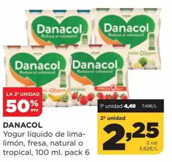 Alimerka Danacol Yogur Líquido De Lima Limon Fresa Natural o Tropical 100 ml oferta