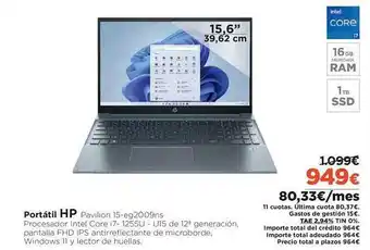 El Corte Inglés Portátil hp pavilion 15-eg2009ns oferta