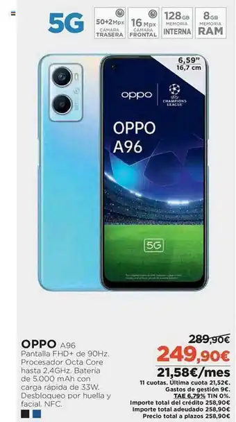 El Corte Inglés Oppo a96 oferta