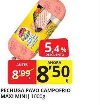 Supermercados MAS Pechuga pavo campofrio maxi mini oferta