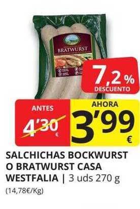 Supermercados MAS Salchichas bockwurst o bratwurst casa westfalia oferta