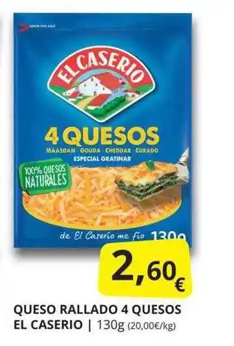 Supermercados MAS Queso rallado 4 queos el caserio oferta