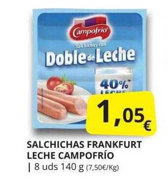 Supermercados MAS Salchichas frankfurt leche campofrio oferta