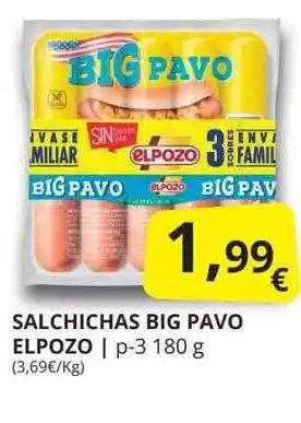 Supermercados MAS Salchichas big pavo elpozo oferta