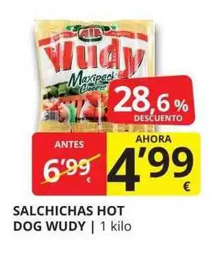 Supermercados MAS Salchichas hot dog wudy oferta