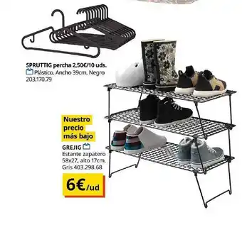 IKEA Spruttig percha grejig estante zapatero 58x27 alto 17cm oferta