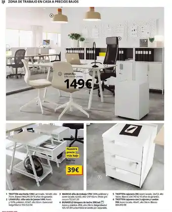 IKEA Langfjäll silla sala de juntas trotten cajonera oferta