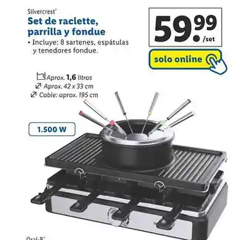 Lidl Silvercrest set de raclette parrilla y fondue oferta