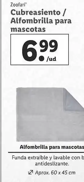 Lidl Zoofari cubreasiento alfombrilla para mascotas oferta